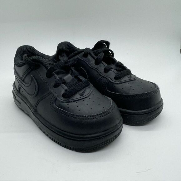 Nike Air Force 1 black kids shoes infant toddler size 6C lace 6 C basketball